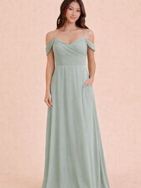 Birdy Grey Sage Green Cold-Shoulder Maxi Dress